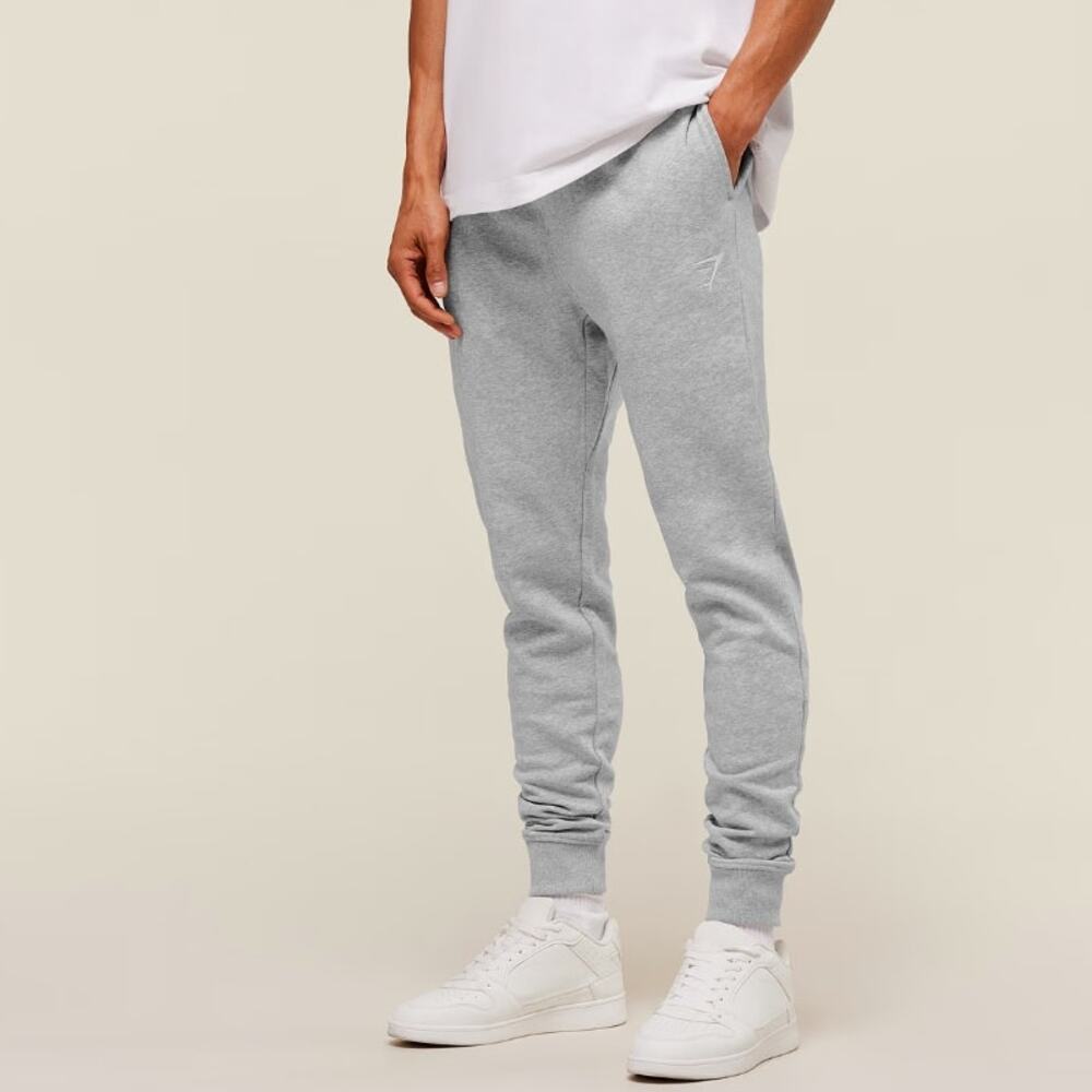 GYMSHARK Crest Slim Fit Joggers Drawstring Gray Cotton/Poly Sweatpants - XS
